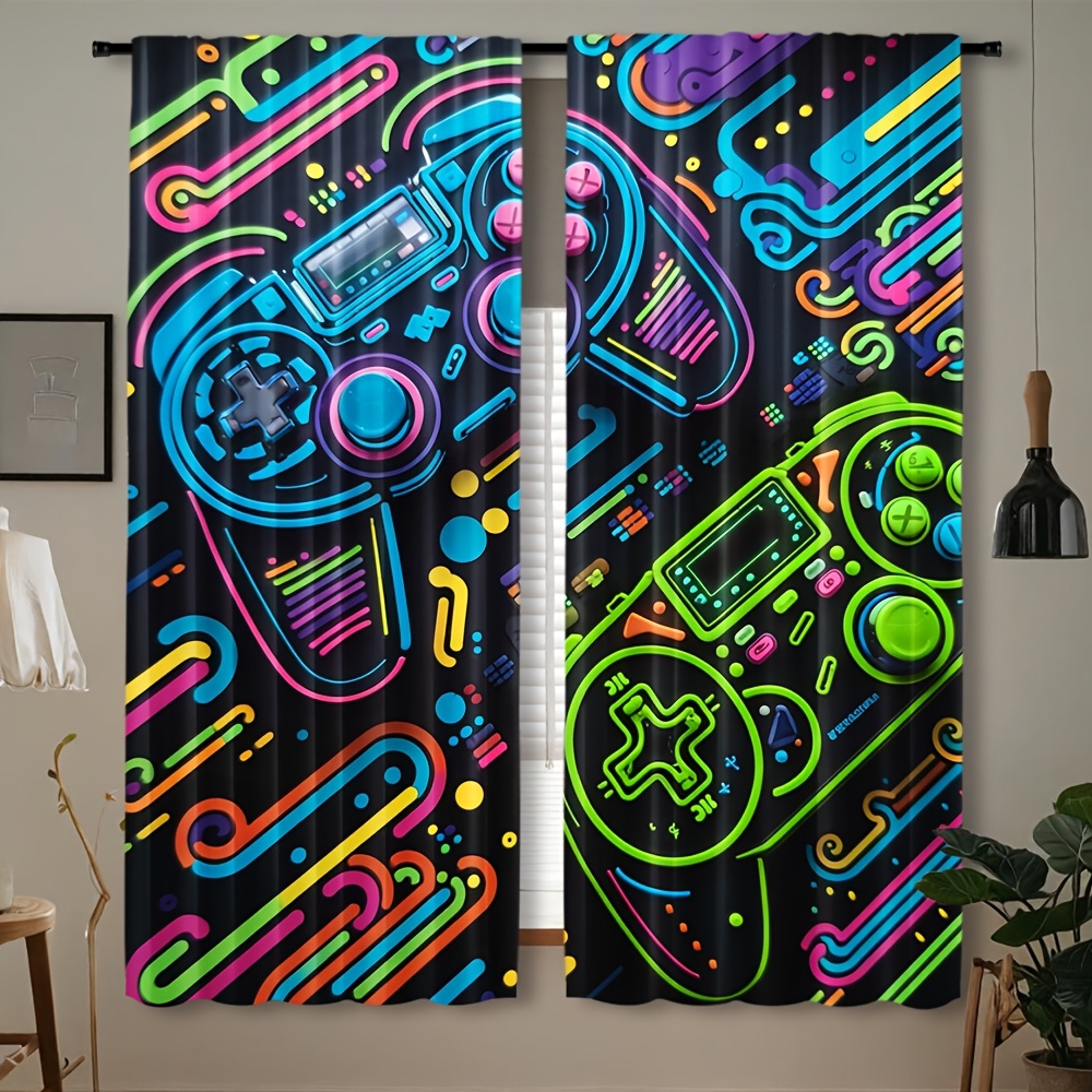 Retro Gaming Cafe - Cortinas de controle de jogo neon