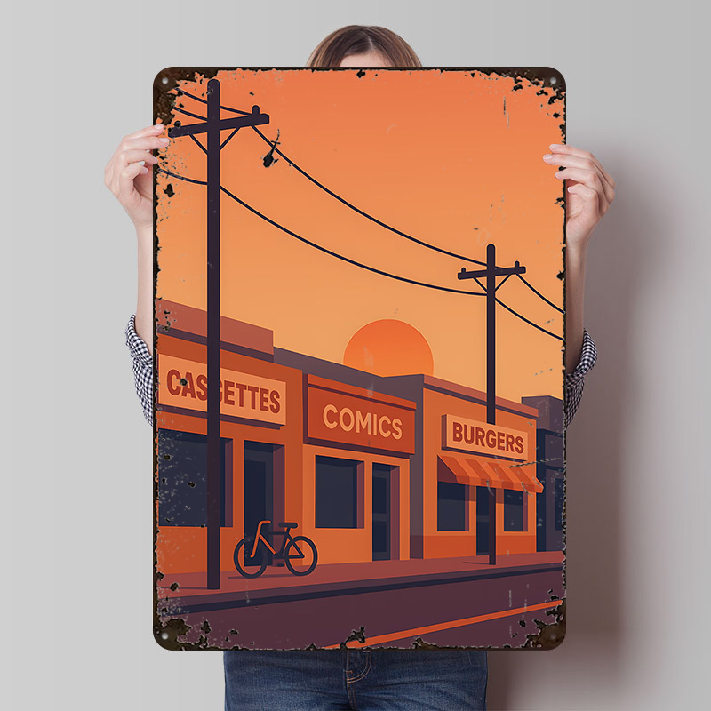 Retro Gaming Shops - Pôster Impresso de Rua com Lojas