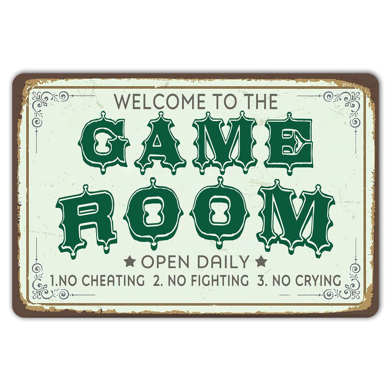 Retro Gaming Room Ideas - Placa de Metal Vintage de Boas-Vindas