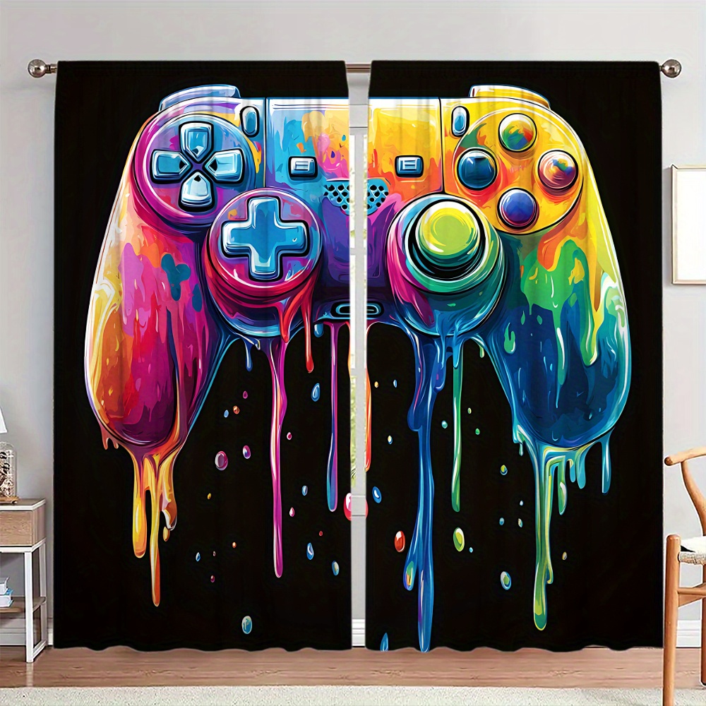 Retro Gaming Cafe - Cortina de Painel com Tema de