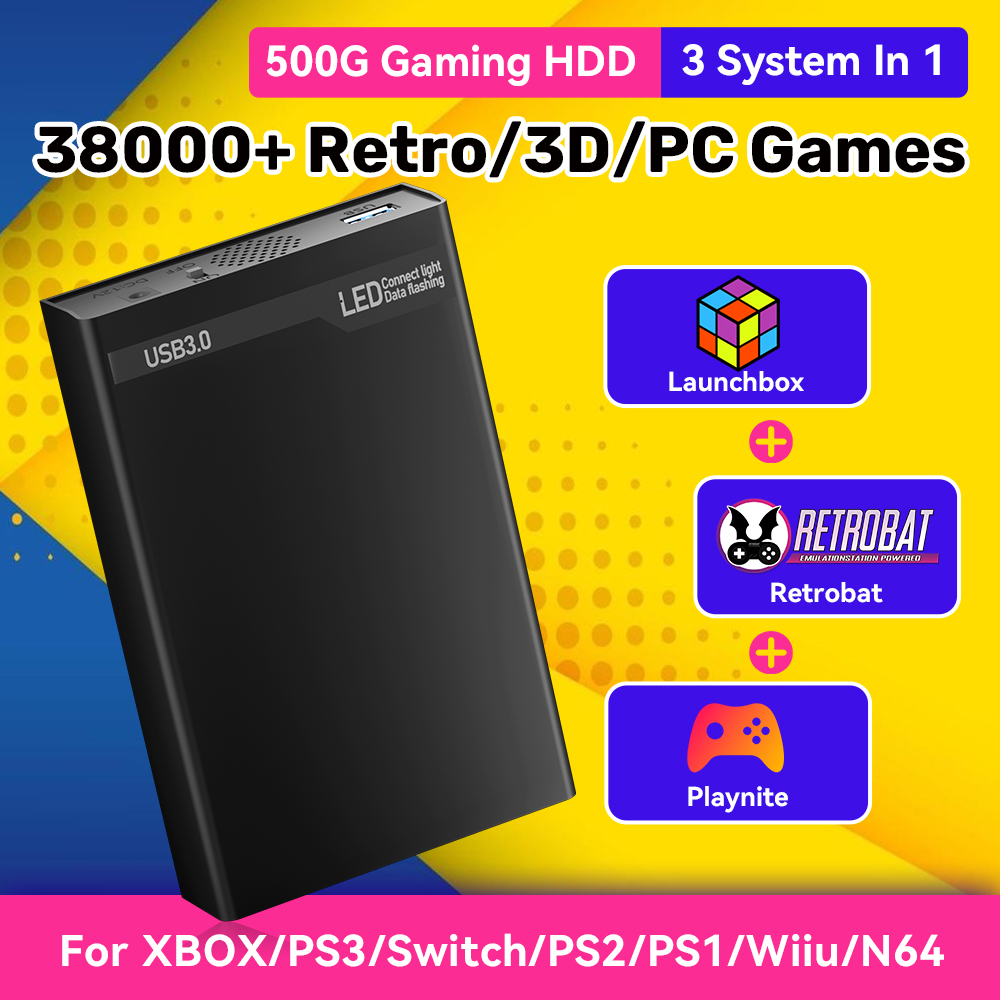 Retro Gaming Hard Drive - Mix500g disco rígido de jogo portátil