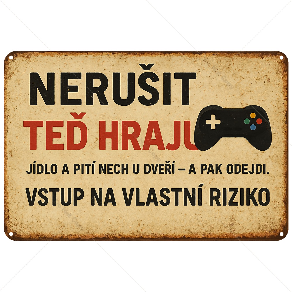 Retro Gaming Cafe - Placa de Ferro Retrô Checa/Slovaca 'Nerušit