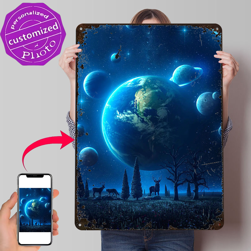 Retro Gaming Universe - Placa de Metal Vintage Personalizada Blue